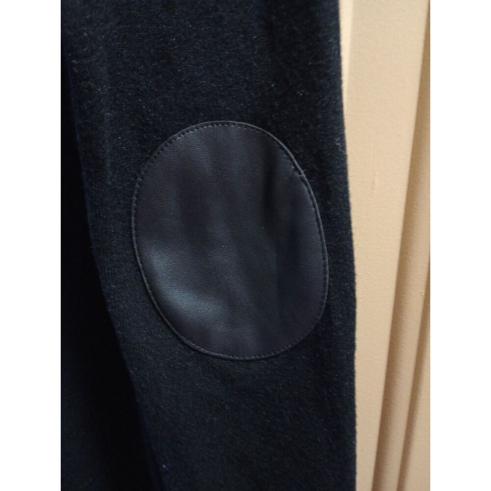 Evolution by Evrys Black Wide Cowl Neck Sweater Dress Leather Elbow Patches M - Picture 4 of 5